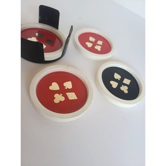 RETRO COASTER SET HEARTS CLUBS SPADES DIAMONS MOTIF - Picture 3 of 5